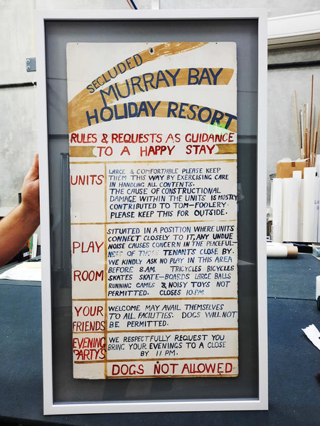 Preserving Nostalgia: Framing a Vintage Murray Bay Holiday Resort Sign