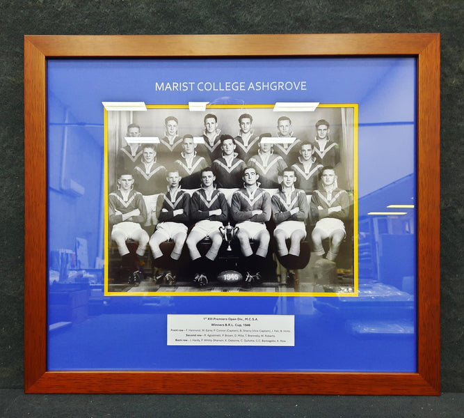 Preserving Sporting History: Marist College Ashgrove 1946 Rugby League Team Framed by Jubilee Framers